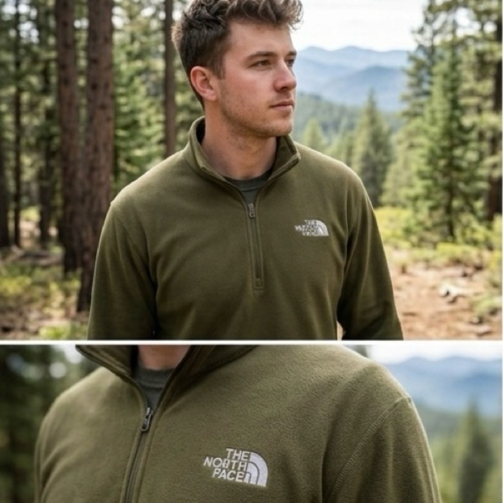 The North Face TKA 100 Glacier 1/4 Zip Fleece Pullover | Olive Green | Men’s L